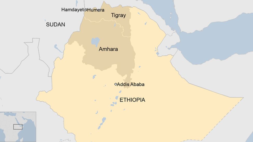 Map of Ethiopia and Sudan