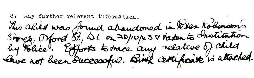 Adoption document that mentions abandonment