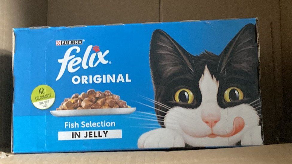 Cat food in amazon box