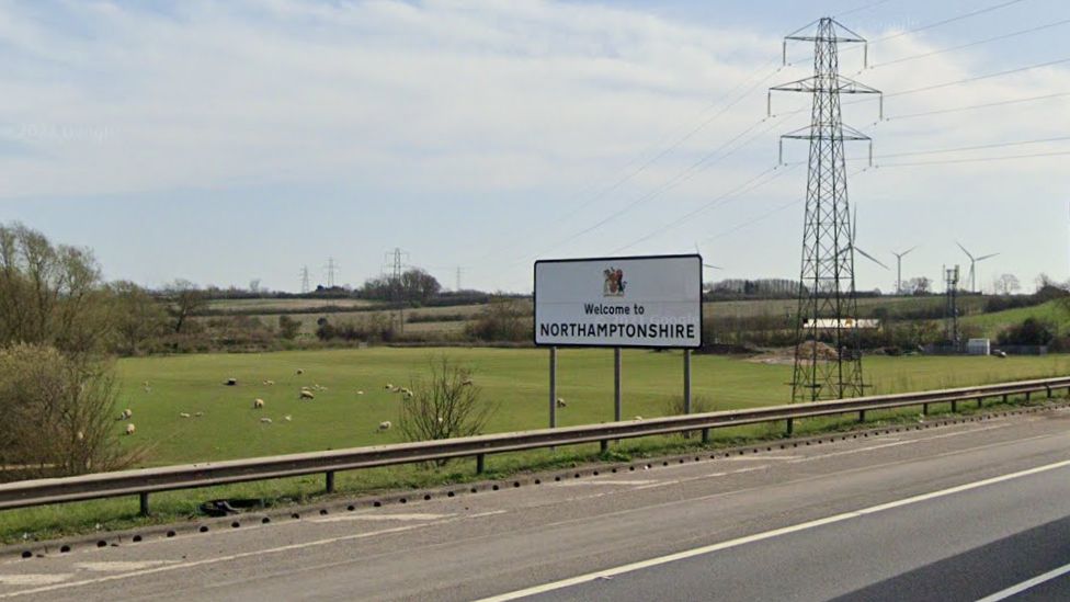 The M1 south in Northamptonshire