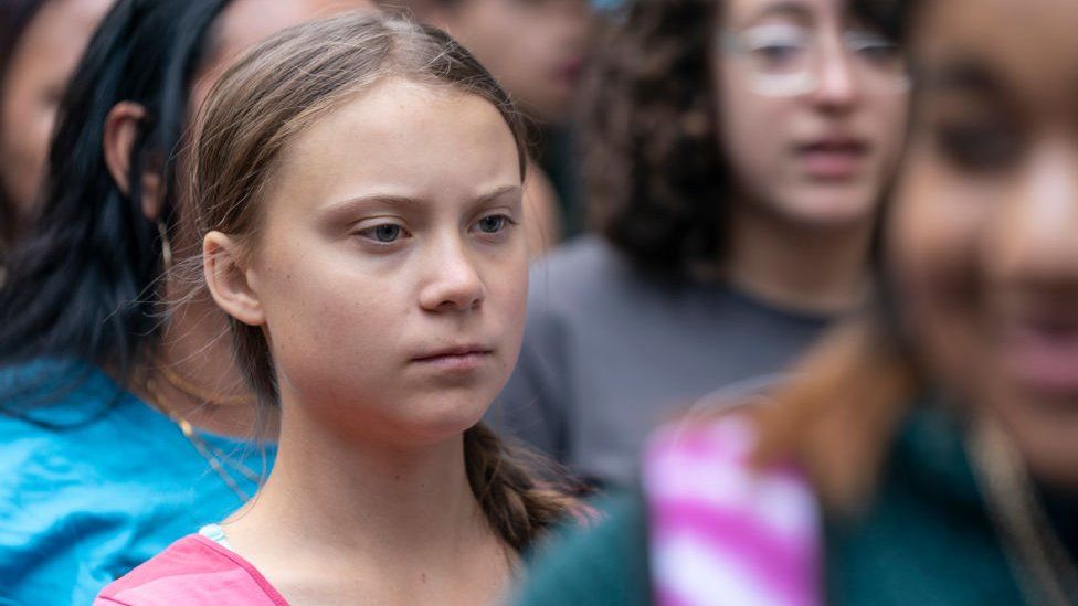 Greta Thunberg at a climate march in New York City
