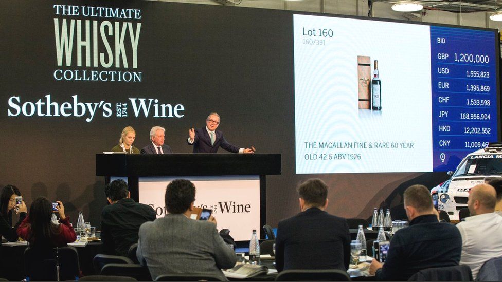 Sotheby's auction of the Macallan fine and rare whisky in London