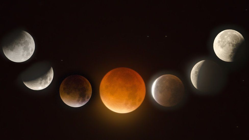A composite image of the last lunar eclipse seen in Northern Ireland in September 2015