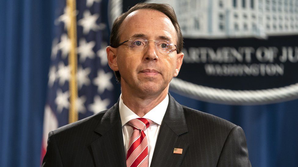 Deputy Attorney General Rod Rosenstein at the Department of Justice on 13 July 2018