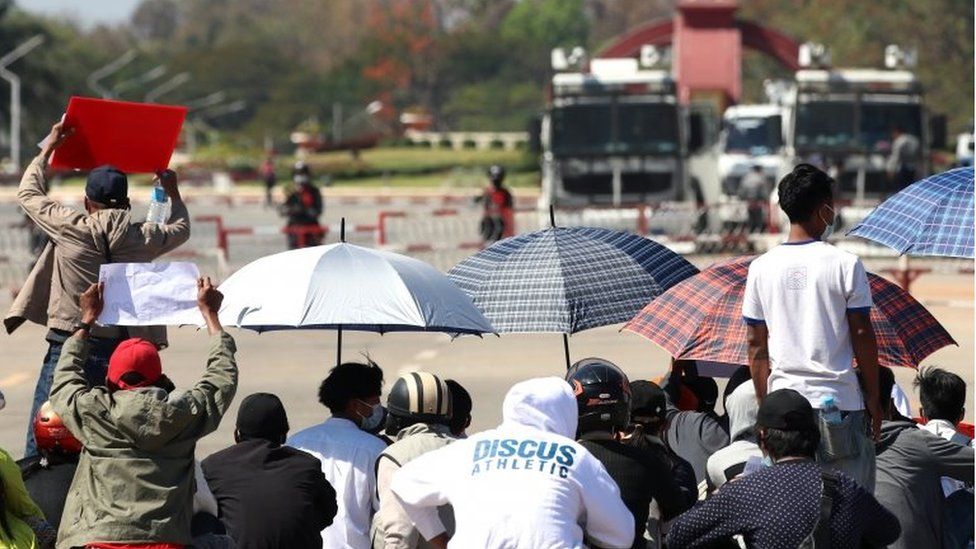 Protesters in Nay Pyi Taw on Wednesday