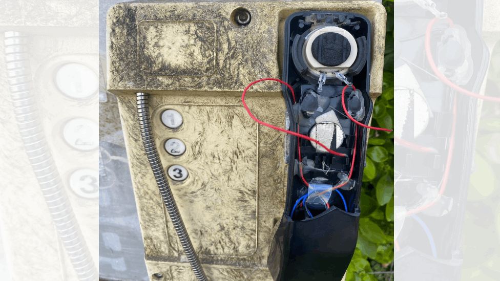 Damaged emergency phone