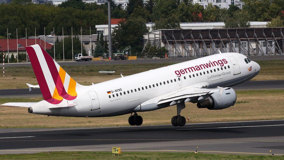 An airplane belonging to the airline Germanwings, Lufthansa's low-cost carrier, takes off on September 9, 2015 in Berlin, Germany.
