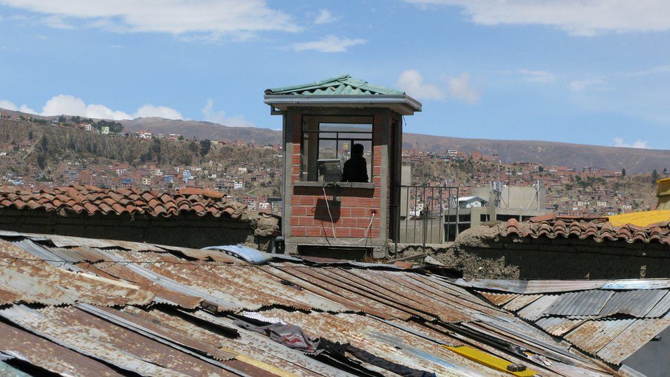 A watchtower at San Pedro Prison, La Paz, Bolivia