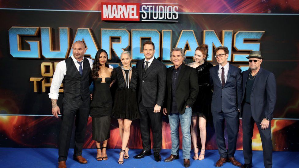 Guardians of the Galaxy cast with James Gunn