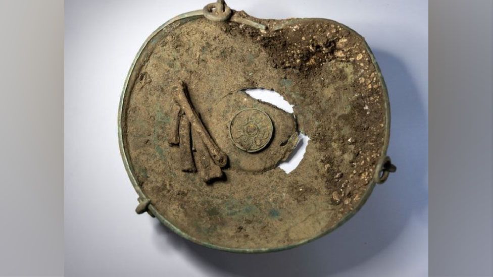 An aerial view of the Anglo Saxon hanging bowl