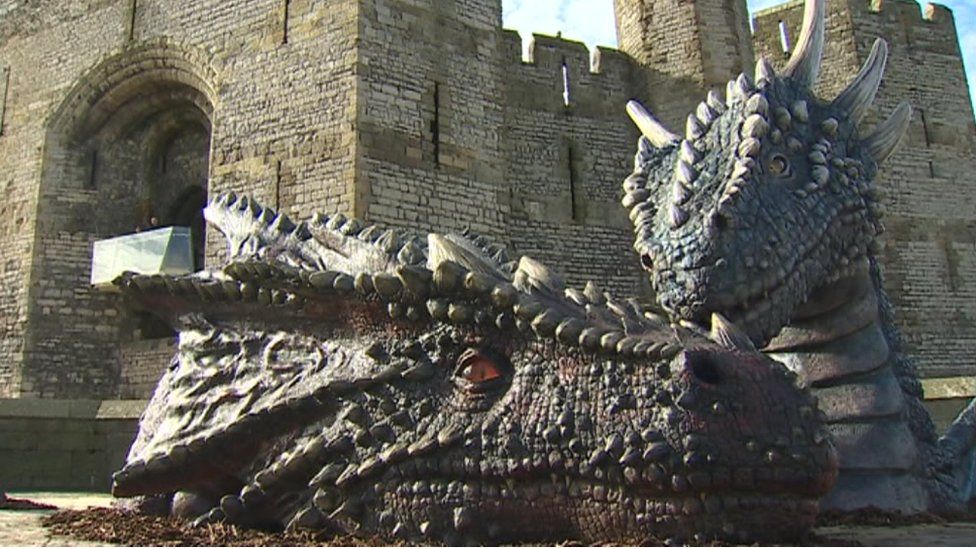 Dragons on display at Caernarfon