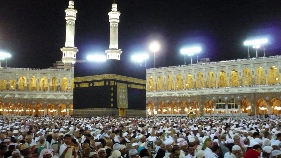 Muslim pilgrims perform the circumambulation of the Kaba in the holy city of Mecca, Saudi Arabia