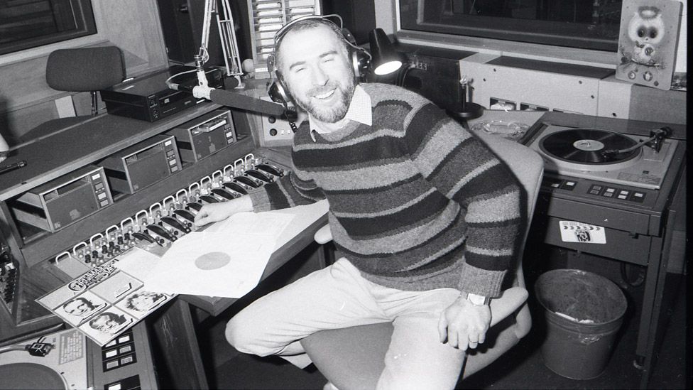 Ken Bruce in the studio in 1985