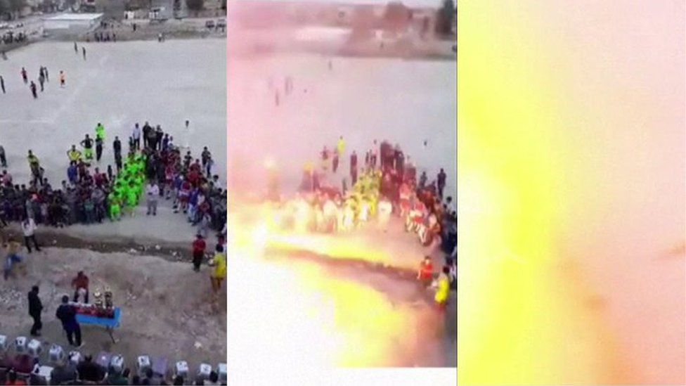 Video posted on social media showed the moment of the explosion