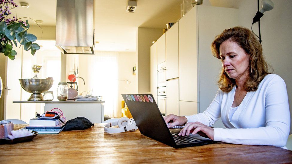 A lady working from home