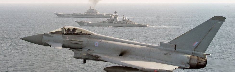 RAF Typhoon escorting Russian warships