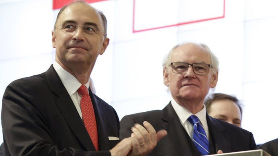 LSE chief executive Xavier Rolet (L) and chairman Donald Brydon (R)
