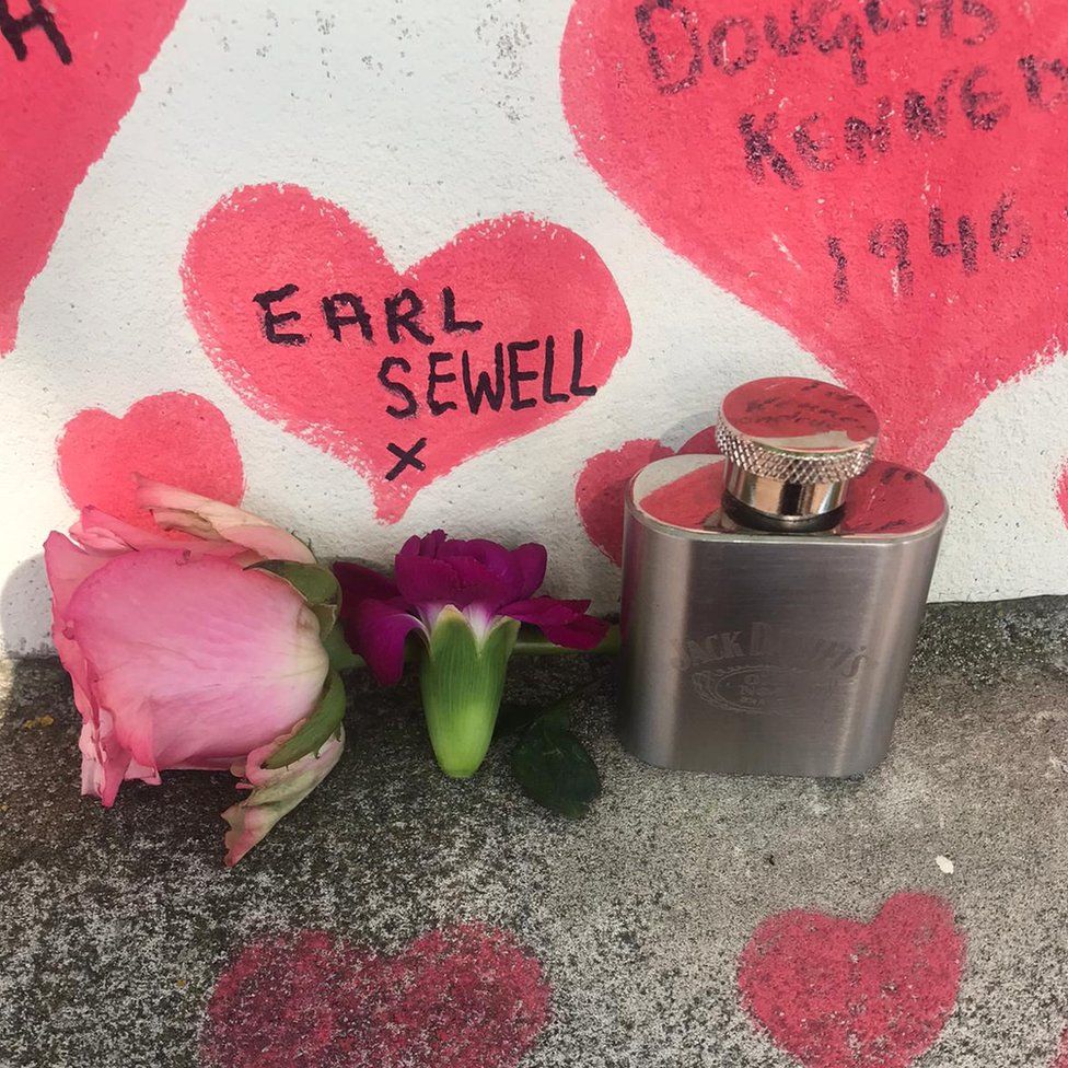 Earl Sewell's name on the Wall of Hearts