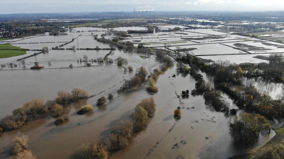 Aerial shot of severe flooding in Gloucestershire in 2007