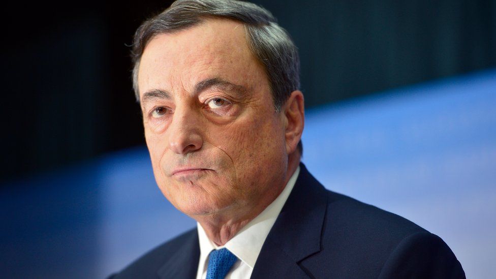 Mario Draghi, President of the European Central Bank in 2014 in Frankfurt, Germany.