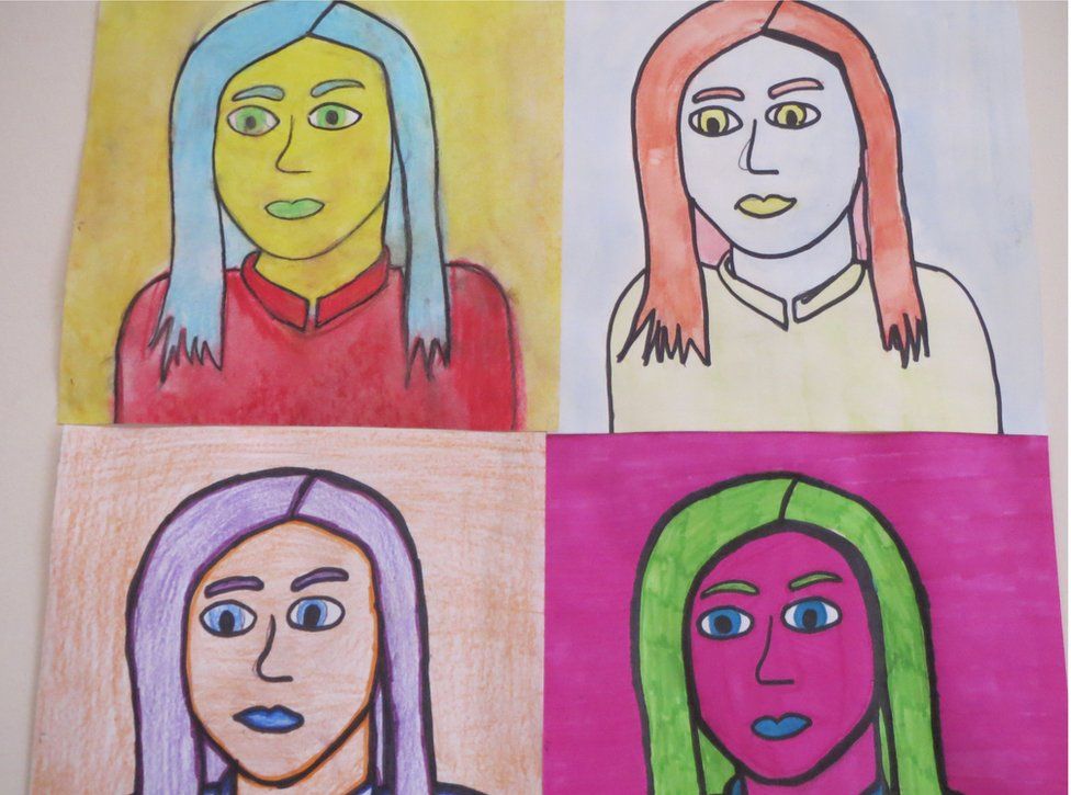 Artwork of girls' faces