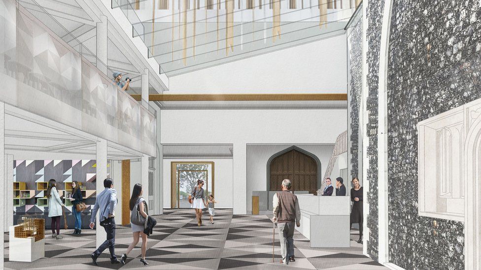 Drawing of the new glass atrium