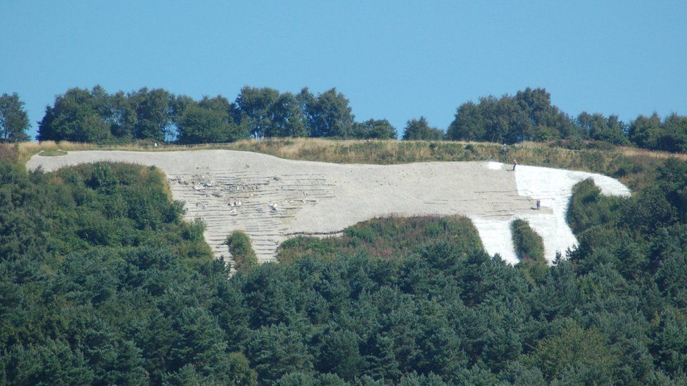 Contractors started work on the horse's tail and legs