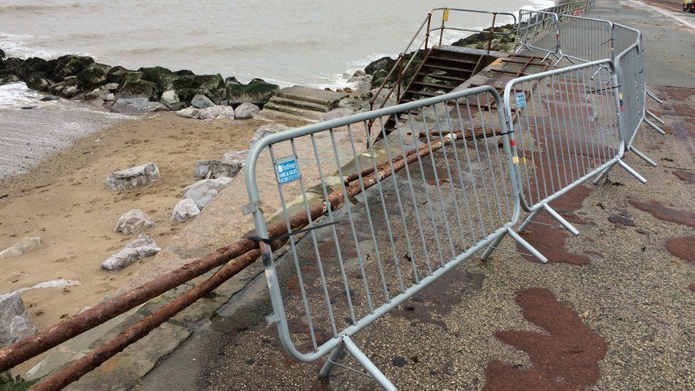 Damage on the Old Colwyn sea front