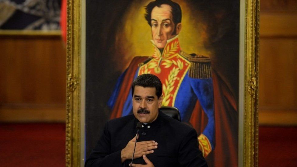 s file photo taken on October 17, 2017 Venezuelan President Nicolas Maduro , Miraflores Presidential Palace in Caracas.