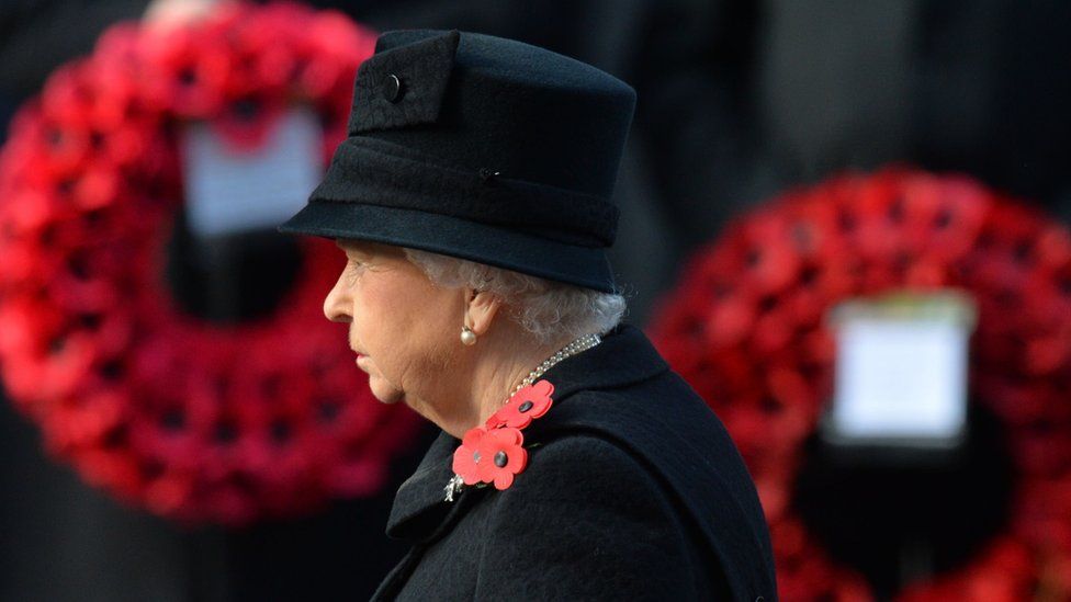 The Queen is leading commemorations at The Cenotaph in Whitehall