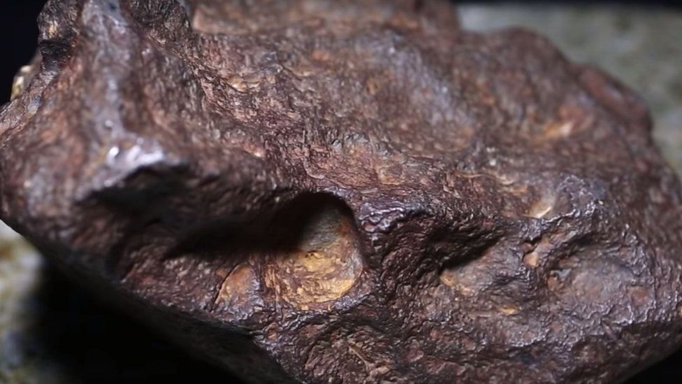 The meteorite in a still taken from a video made by Central Michgan University on 3 October 2018