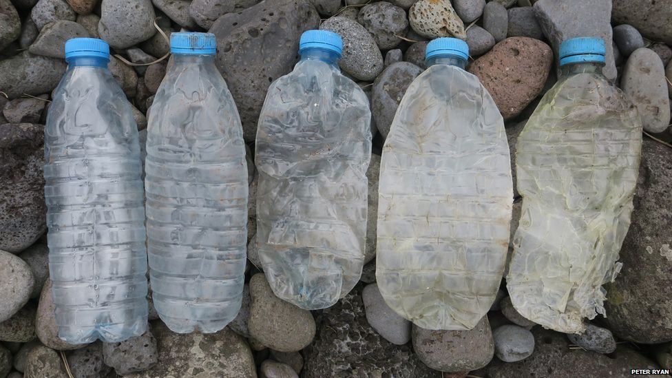 Discarded water bottles