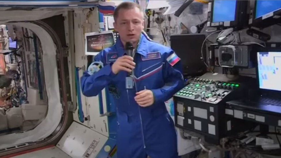 Sergey Ryzhikov on the International Space Station
