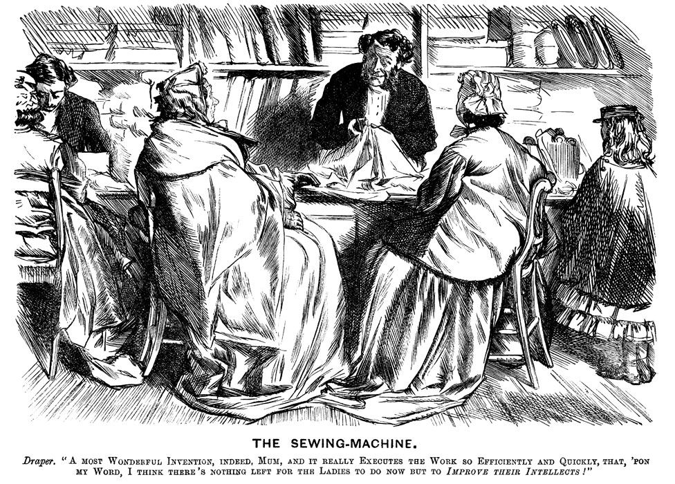 A Punch cartoon mocking the benefits of sewing machines