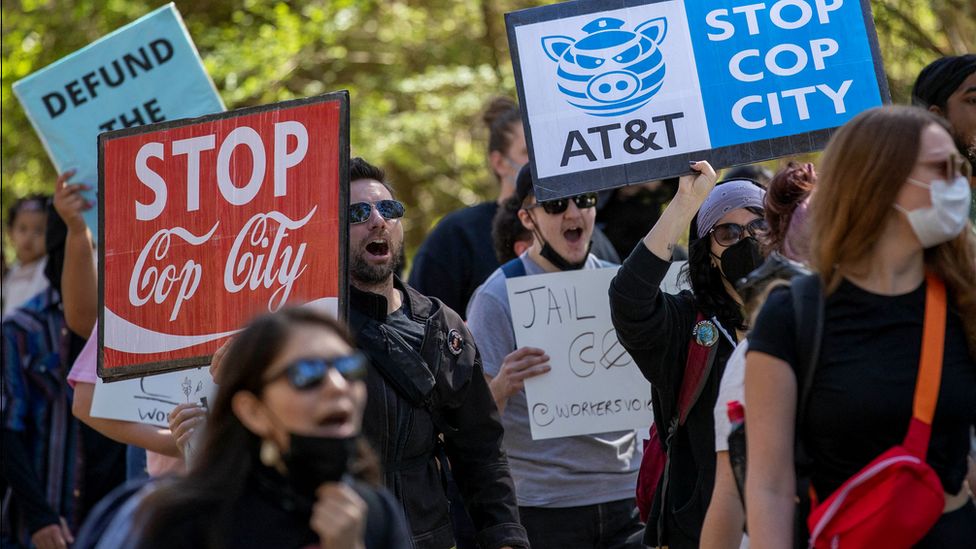 People protest against the construction of an Atlanta public safety training facility