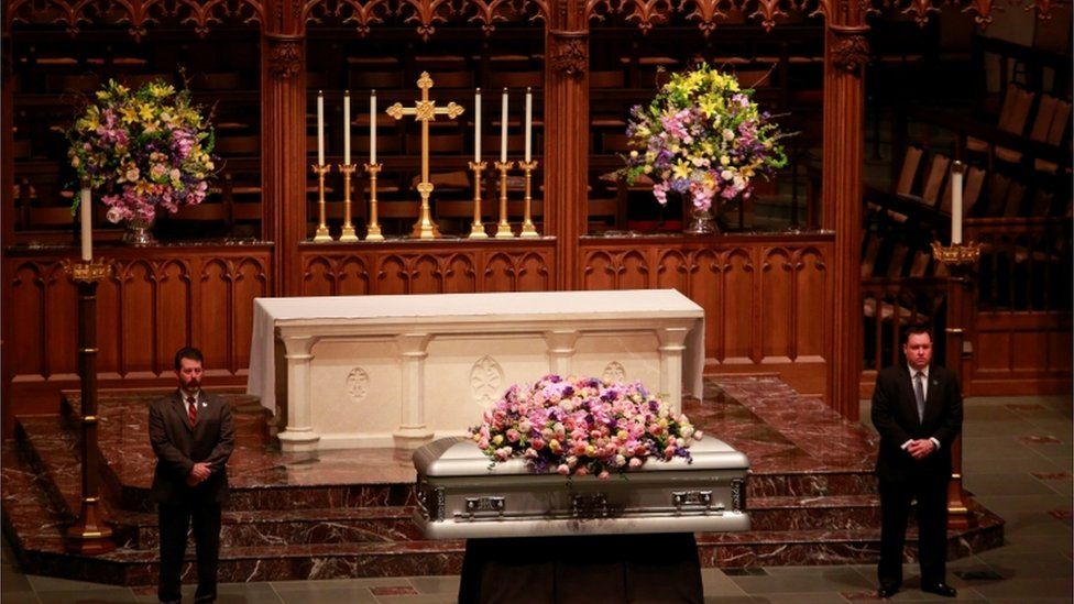 Former First Lady Barbara Bush lies in repose at St Martin's Episcopal Church in Houston, Texas