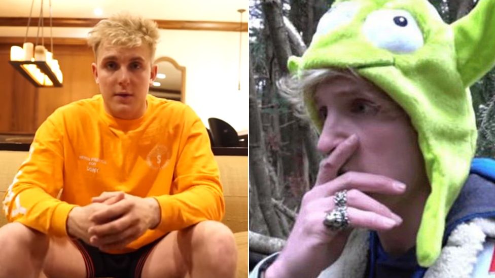 Jake Paul and Logan Paul in screenshots from their videos