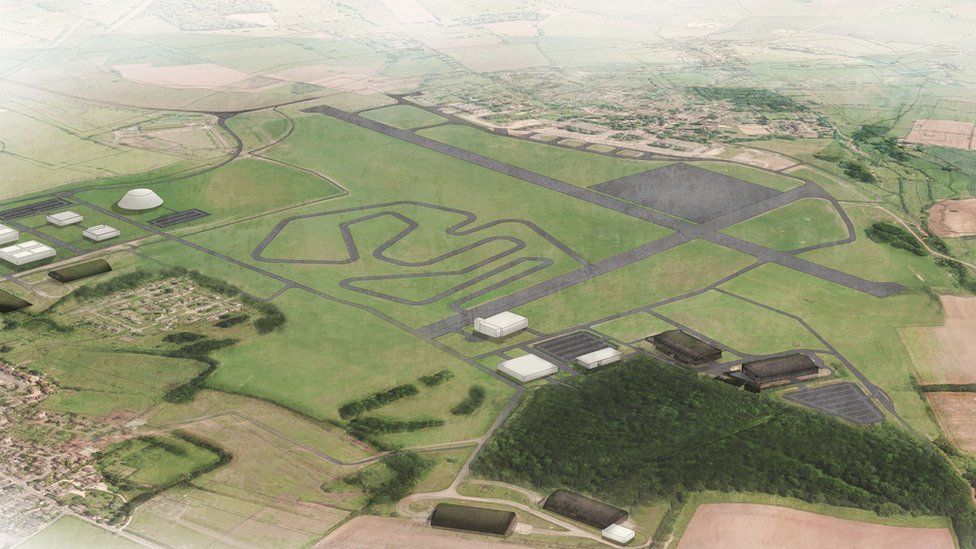 An impression of Dyson's electric car test track at Hullavington in Wiltshire
