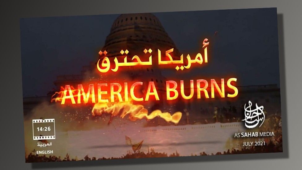 Image from Al-Qaeda video called "America Burns"