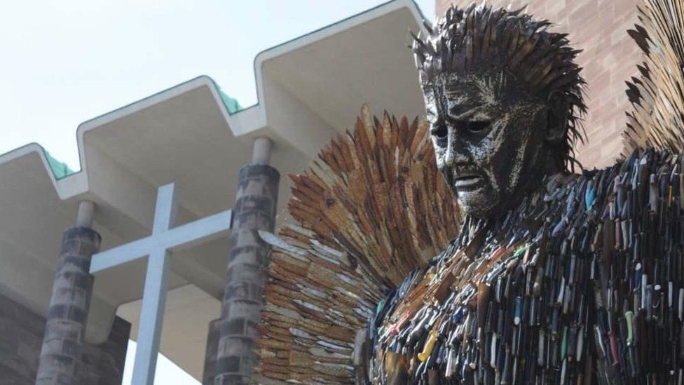 The Knife Angel sculpture when it visited Coventry