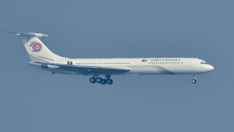 The Korea's Northn IL-62 jet on final approach to Incheon before the Winter Olympics in South Korea