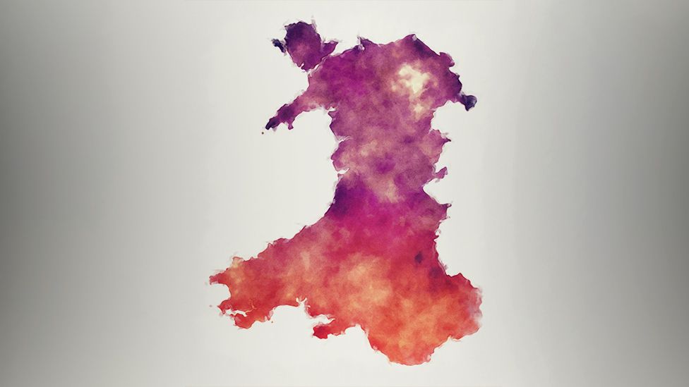 Wales watercolour map - stock illustration