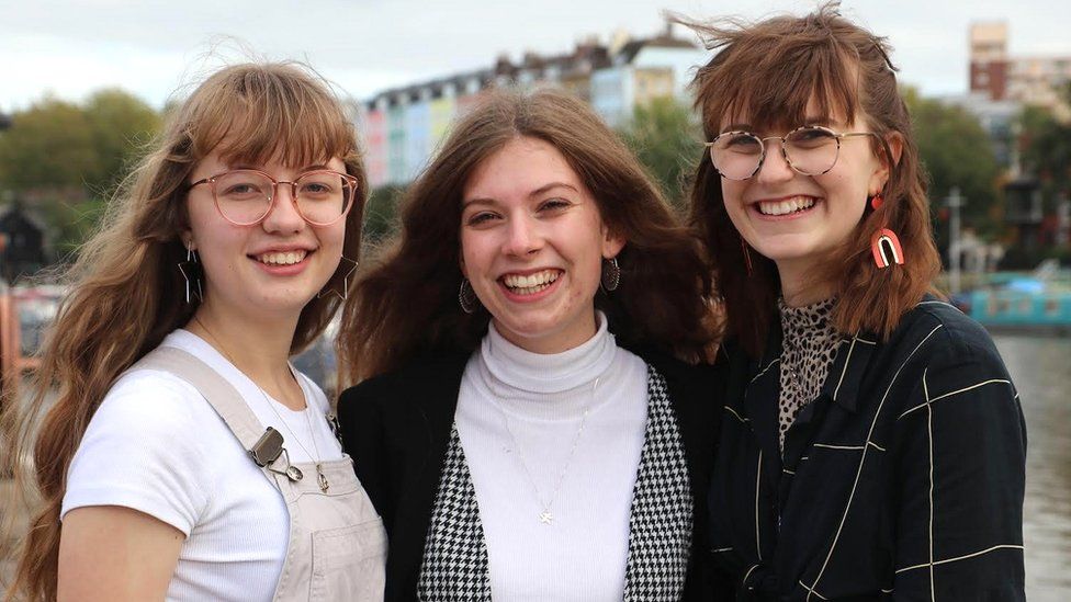 Climate strike organisers Lily, Milly and Heulwen