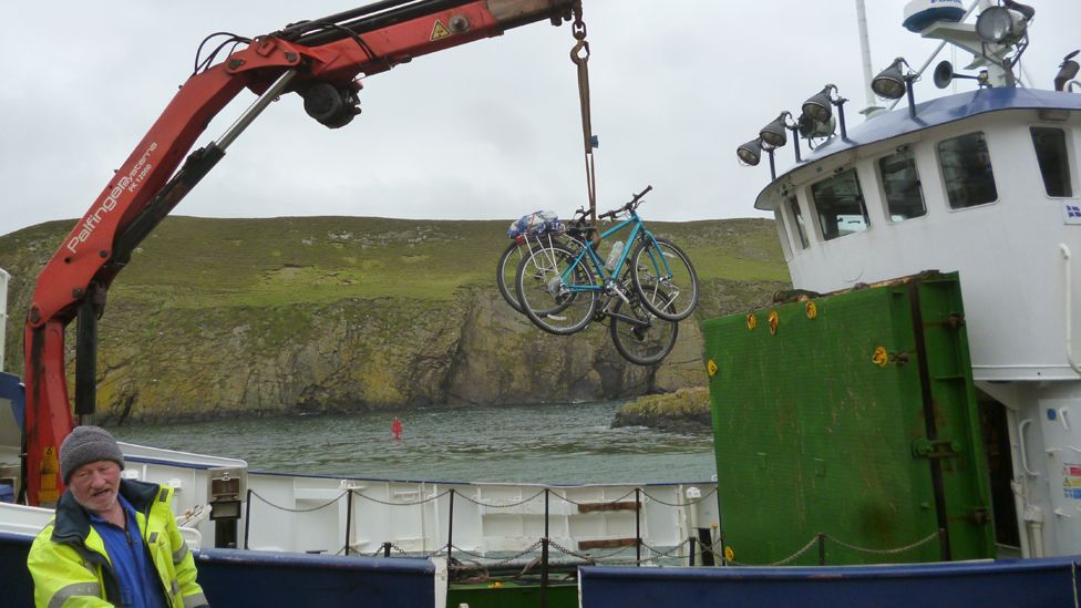 Bicycles lifted from a ferry