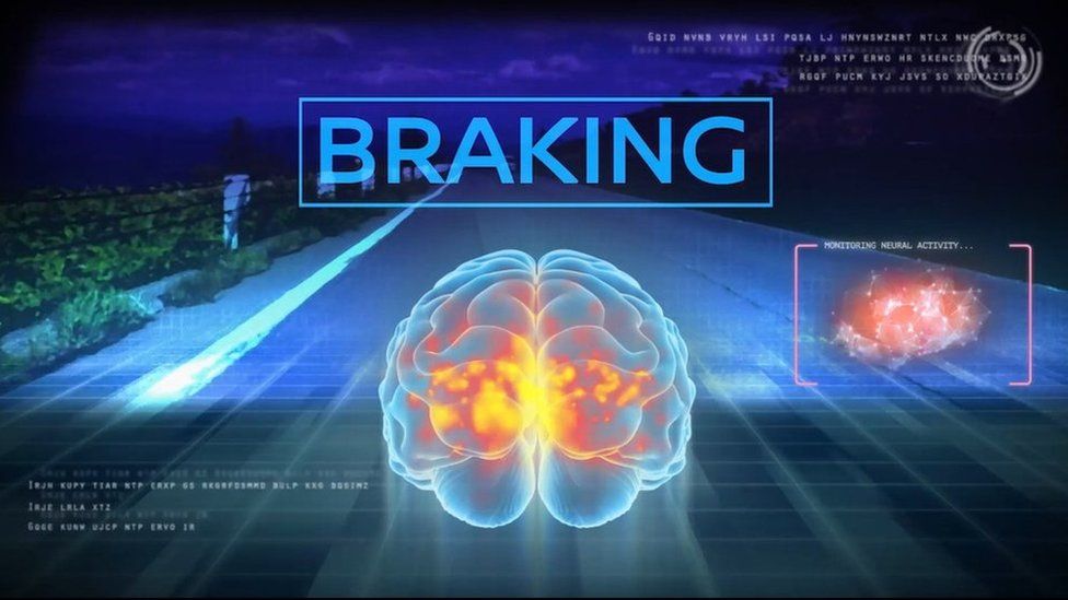 Graphic of brain areas lighting up under braking