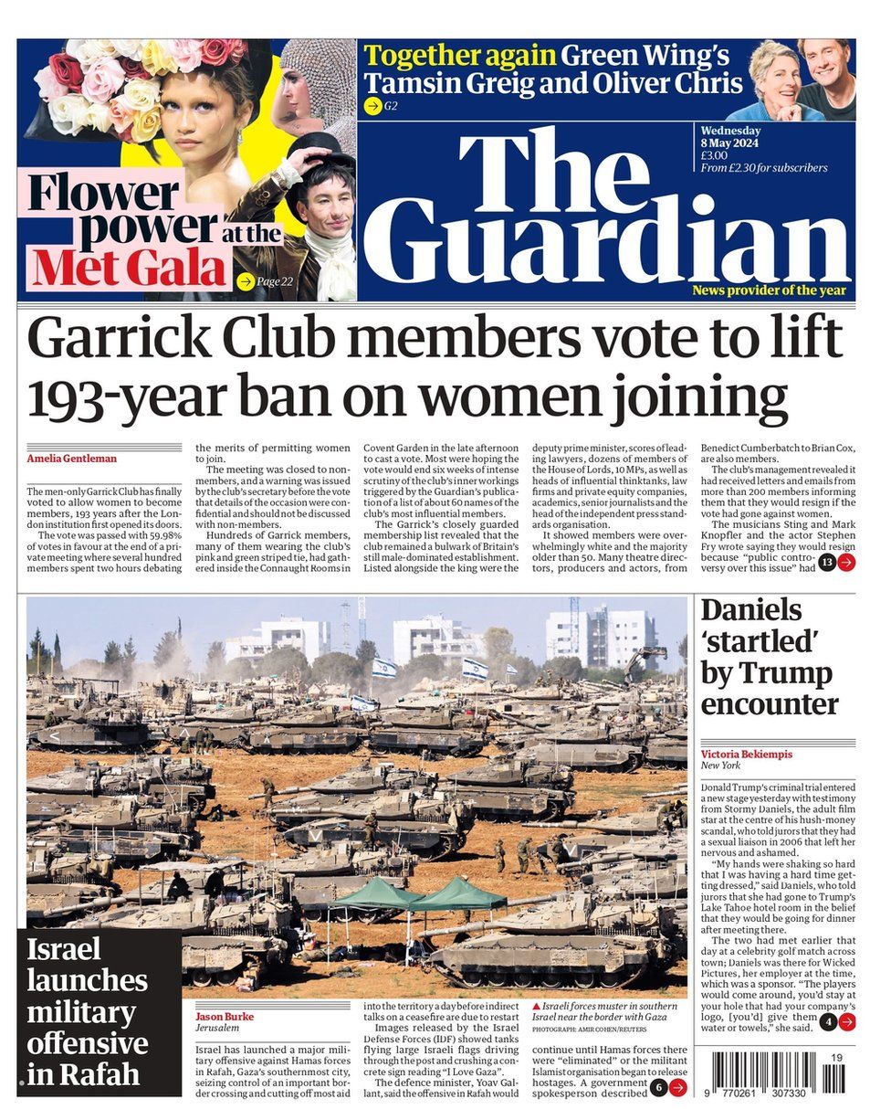 The Guardian front page