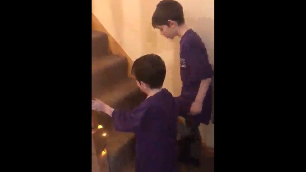 Harley and Alex doing their stairway challenge