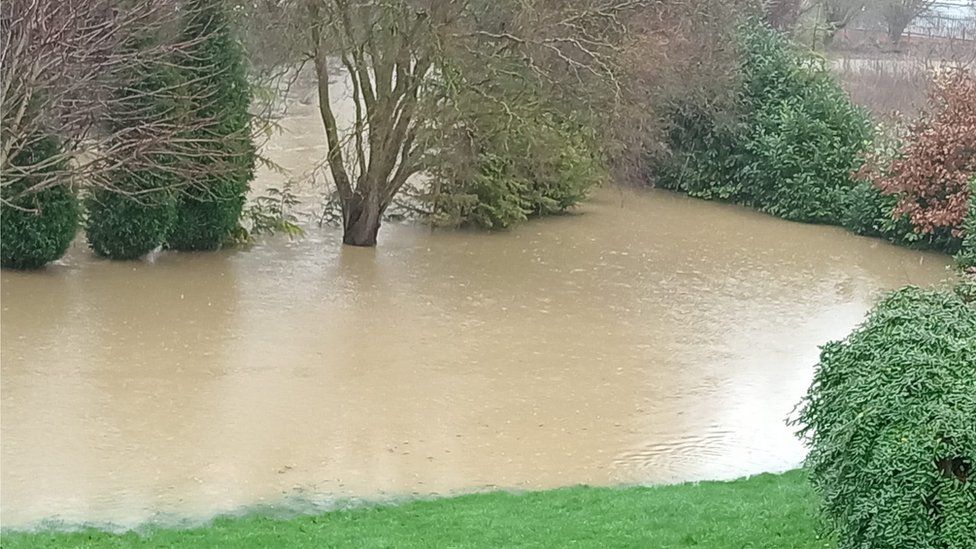 A flooded garden in Badley