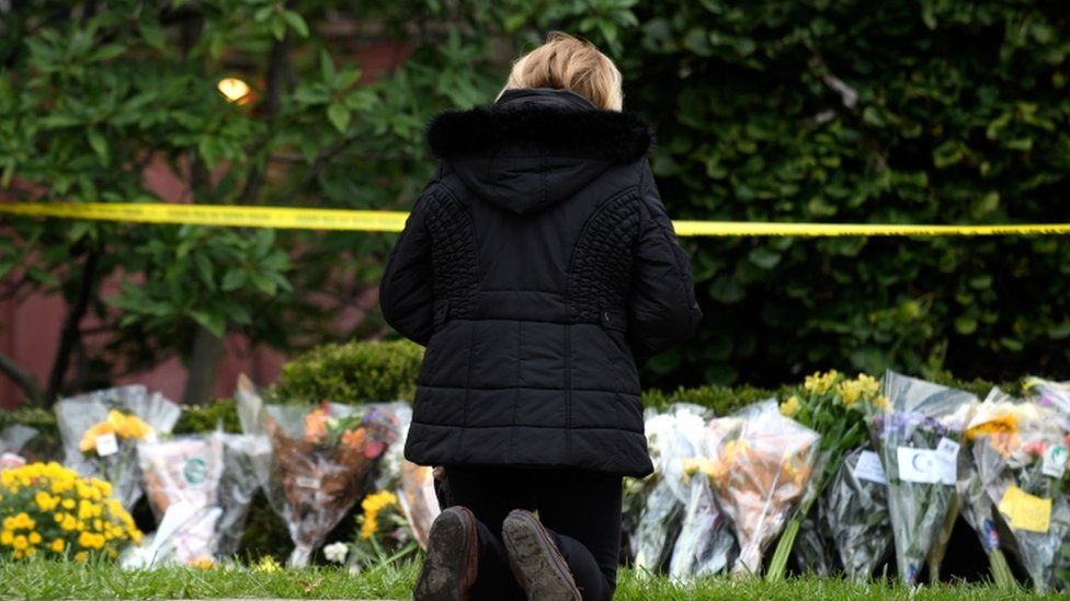 A mourner in Pittsburgh