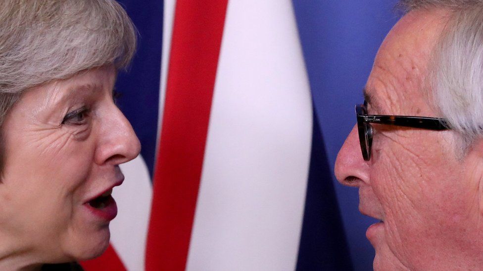 British Prime Minister Theresa May meets with European Commission President Jean-Claude Juncker to discuss Brexit, at the EU headquarters in Brussels, Belgium December 11, 2018.